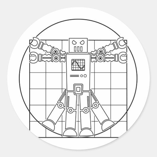 Rond Sticker Robot Da Vinci Vitruvian (Devant)