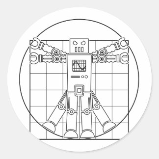 Rond Sticker Robot Da Vinci Vitruvian