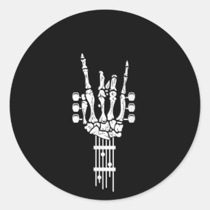 Rond Sticker rock & Roll Skeleton Guitare Music Lover