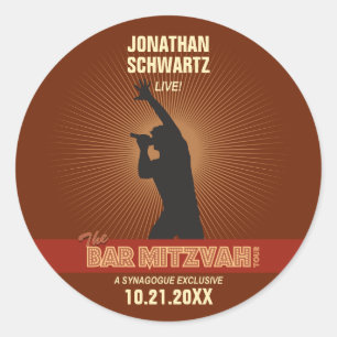 Rond Sticker Rock Star Bar Mitzvah en Brown
