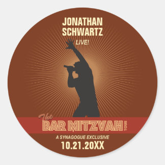 Rond Sticker Rock Star Bar Mitzvah en Brown