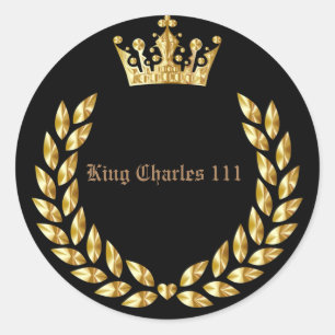 Rond Sticker Roi Charles 111 Couronne Royal Classic Rou