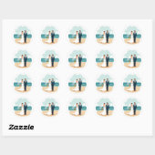 Rond Sticker Romance Mariage Plage (Feuille)