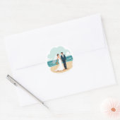 Rond Sticker Romance Mariage Plage (Enveloppe)