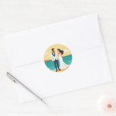 Rond Sticker Romance Mariage Plage (Enveloppe)