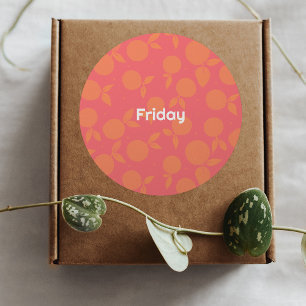 Rond sticker ronde motif tangerine vendredi