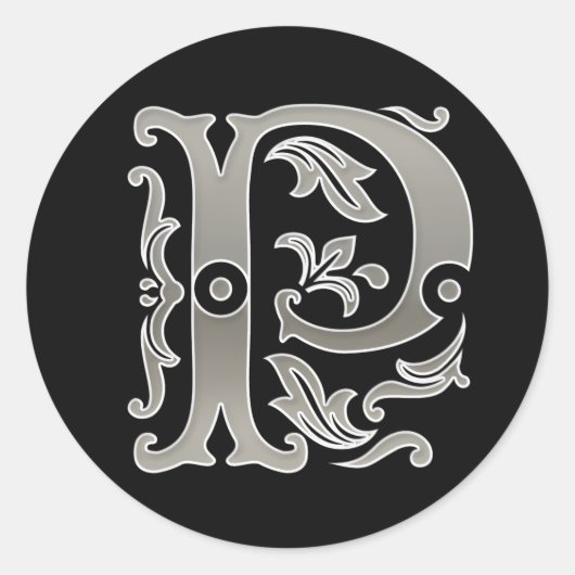 Rond Sticker ronde P initial en argent (Devant)