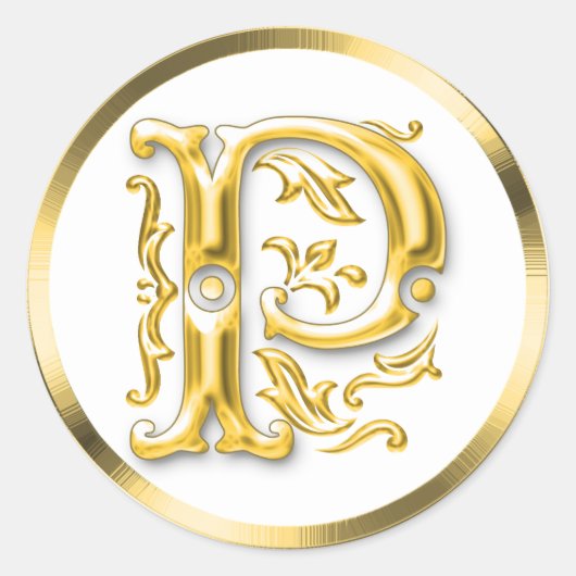 Rond Sticker ronde P initial en or (Devant)