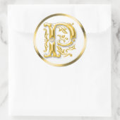 Rond Sticker ronde P initial en or (Sac)