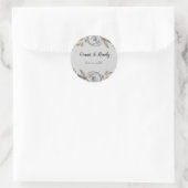 Rond Sticker Rose argent et Mariage feuille argent (Sac)