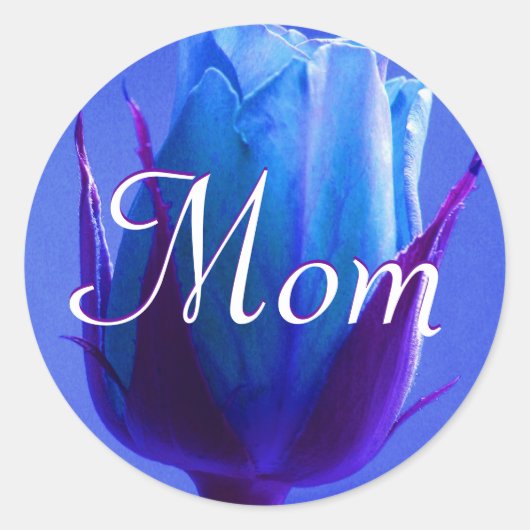 Rond Sticker Rose bleu clair maman (Devant)
