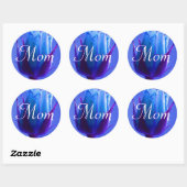 Rond Sticker Rose bleu clair maman (Feuille)