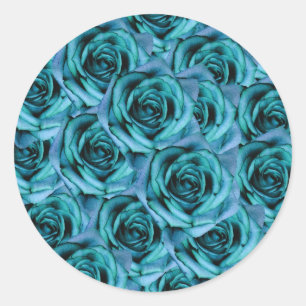 Rond Sticker Rose bleu glace