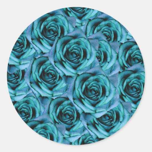 Rond Sticker Rose bleu glace (Devant)