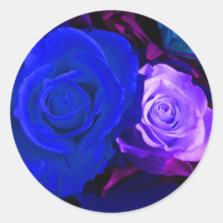 Rond Sticker Rose bleu violet - Personnalisable