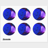 Rond Sticker Rose bleu violet - Personnalisable (Feuille)