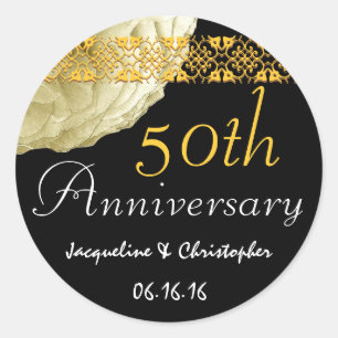 Rond Sticker Rose CHAMPAGNE 50e anniversaire