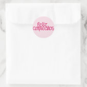 Rond Sticker rose chaud Feliz Cumpleaños (Sac)