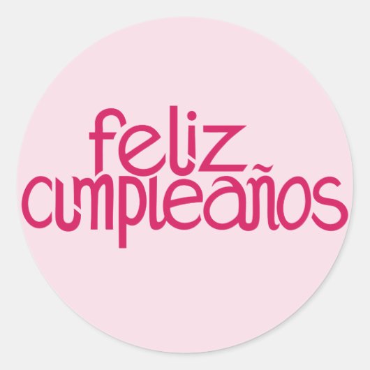 Rond Sticker rose chaud Feliz Cumpleaños (Devant)