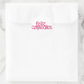 Rond Sticker rose chaud Feliz Cumpleaños (Sac)