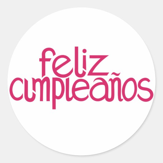 Rond Sticker rose chaud Feliz Cumpleaños (Devant)