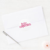 Rond Sticker rose chaud Feliz Cumpleaños (Enveloppe)