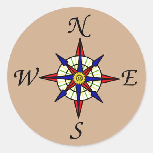 Rond Sticker Rose Compass (Devant)