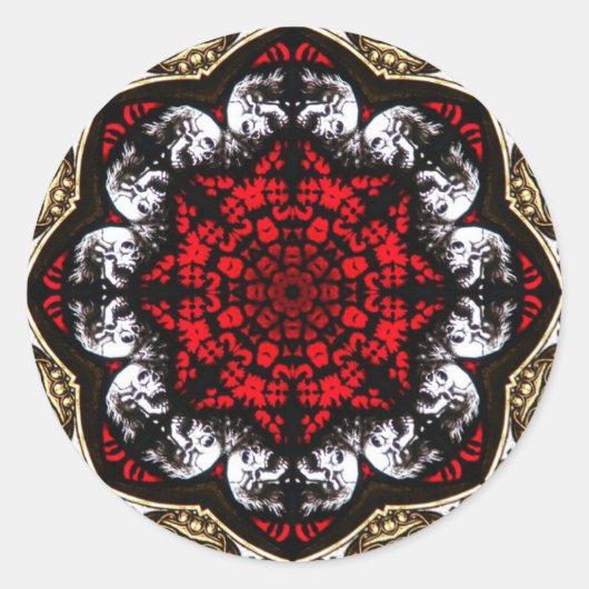 Rond Sticker Rose crâne baroque (Devant)