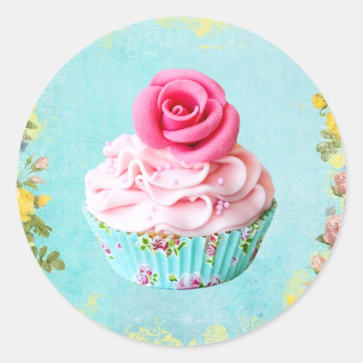 Rond sticker rose cupcake (Devant)