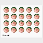 Rond Sticker Rose de chou rose botanique (Feuille)