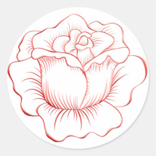 Rond Sticker Rose de pêche et sceau d'enveloppe