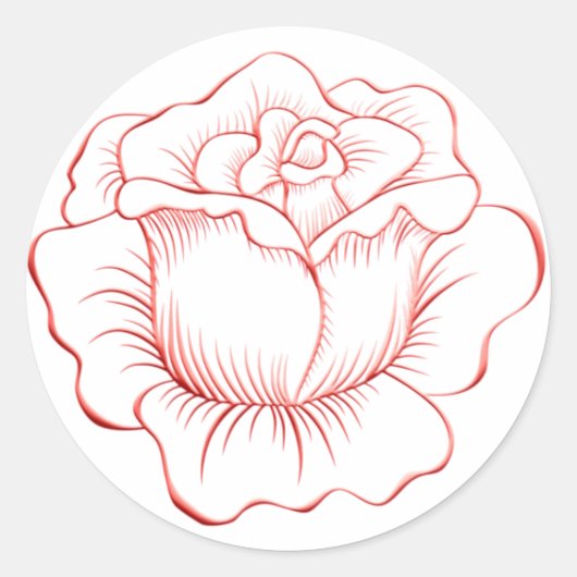 Rond Sticker Rose de pêche et sceau d'enveloppe (Devant)