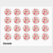 Rond Sticker Rose Enveloppe Hot Rose (Feuille)