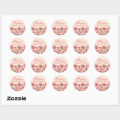 Rond Sticker rose et Brown (Feuille)