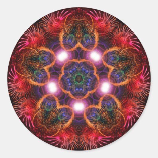 Rond Sticker rose étoilé (Devant)