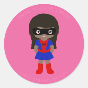 Rond Sticker rose fête d'anniversaire pour les filles s