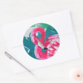 Rond Sticker rose Flamant rose chaud (Enveloppe)