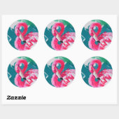 Rond Sticker rose Flamant rose chaud (Feuille)