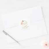 Rond Sticker Rose floral et Mariage islamique or (Enveloppe)