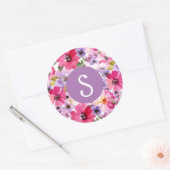 Rond Sticker rose floral monogramme (Enveloppe)
