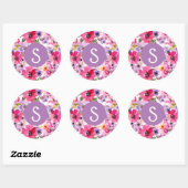Rond Sticker rose floral monogramme (Feuille)