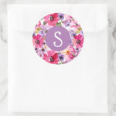 Rond Sticker rose floral monogramme (Sac)