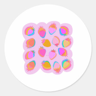 Rond Sticker rose fraises