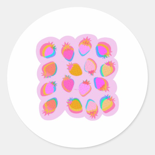 Rond Sticker rose fraises (Devant)