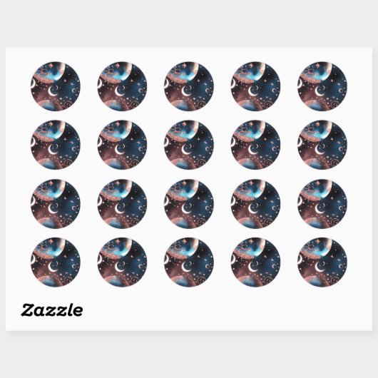 Rond Sticker - Rose Gold Celestial Moon Design (Feuille)