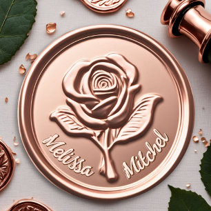 Rond Sticker Rose Gold Faux Wax Flower Seal