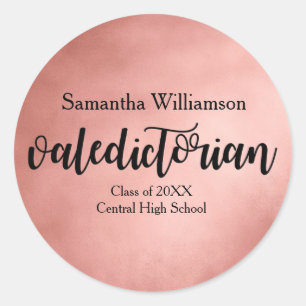 Rond Sticker rose Gold Valedictorian personnalisé
