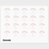 Rond Sticker rose Gold Watercolor Bride et nom de chamb (Feuille)