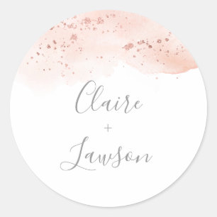Rond Sticker rose Gold Watercolor Bride et nom de chamb