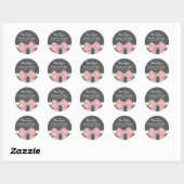 Rond Sticker rose Gris Blanc Ribbon Bow Mariage Faveur (Feuille)